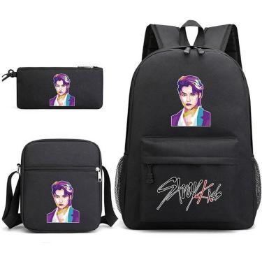 Imagem de Conjunto de mochilas Stray Kids Anime School, 3 peças com bolsa de ombro