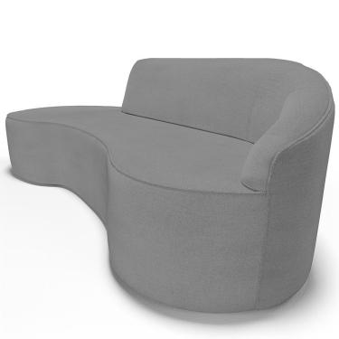 Imagem de Sofá 3 Lugares Curvo Living Firenze Direito D02 Linho Cinza Escuro 230cm C-416 - Lyam