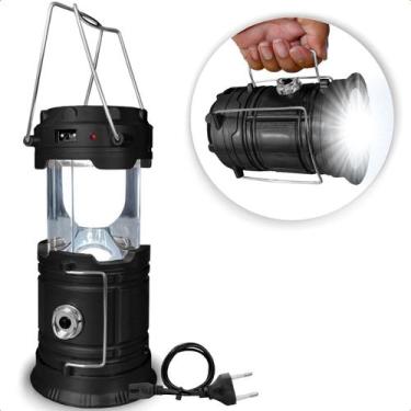 Imagem de Lanterna Lampião Solar Portátil Com Alça Camping Recarregável com USB 