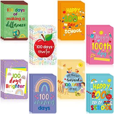 Imagem de Conjunto de 24 cadernos para estudantes de 100 dias de escola, 24 peças, feliz 100º dia de aula, pequeno diário para crianças, pré-escola, jardim de infância, material para festa escolar, 8 estilos