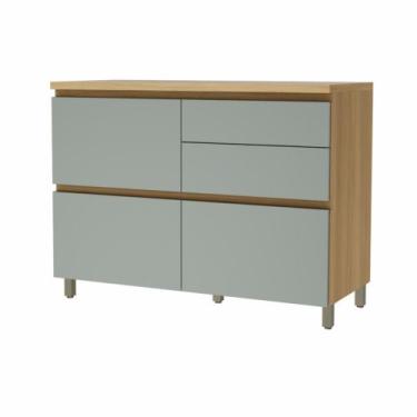 Imagem de Balcao 1 Porta Basculante 4 Gavetas Rainha 120cm 100 Mdf -Nesher , Nat