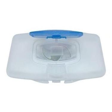 Imagem de Porta Lenços Umedecidos Portátil – Estojo Higiênico para Lenço Umedecido Cabe na Bolsa Tampa Abre e Fecha Fácil (Azul Transparente)