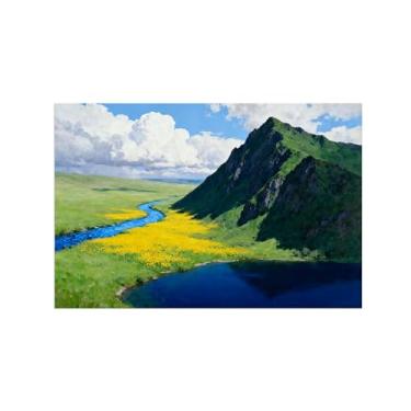 Imagem de Imagem em tela de paisagem de arte de parede - nuvens de rio de montanha - impressões de pintura de decoração moderna para sala de estar quarto 20 x 30 cm 8 x 12 polegadas sem moldura