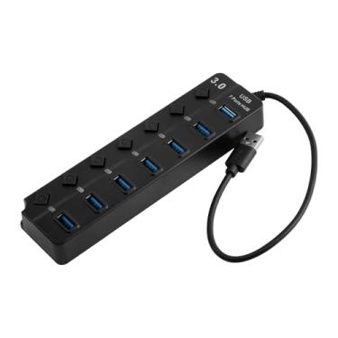 Imagem de Hub USB 3.0, divisor de hub USB de 7 portas com interruptores e luzes individuais, cabo de 1 m de comprimento compatível com MacBook/laptop/Surface Pro/PS4/PC/Flash Drive/HDD móvel