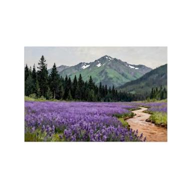 Imagem de BMZFYBS Arte de parede paisagem imagem em tela - flores de árvore de montanha - impressão de pintura de decoração moderna para sala de estar quarto 30 x 45 cm 12 x 18 pol sem moldura