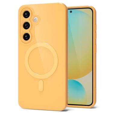 Imagem de Svanove Capa para celular Samsung Galaxy S24 FE de silicone magnética, compatível com Magsafe capa fofa para mulheres, feminina brilhante gelatina borracha fina de plástico rígido Mag seguro e