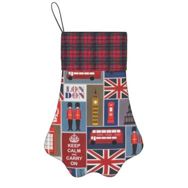 Imagem de SKKNT Impressão de símbolos da Inglaterra Meias de Natal Animais de Estimação Decoração de Natal Cães Gatos Árvore Presente Doce Conveniente