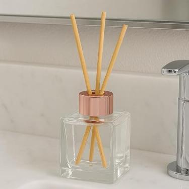 Imagem de Kit 10 Frascos de Vidro Cubo 100ml para Aromatizador Difusor – Com Tampa Luxo e Varetas(Rose)