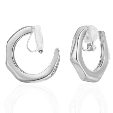 Imagem de FAN&LOUIS Brincos de argola de prata para mulheres, não perfurados, modernos de argola pequena, hipoalergênicos, delicados, indolores, leves, clipes 2026