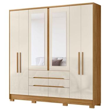 Imagem de Guarda Roupa Casal San Francisco 6 Portas Freijó Off White Com Espelho - Moval