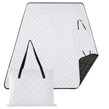 Imagem de ODAWA Cobertor de piquenique dobrável branco fantasma compacto para viagem tapete grande para acampamento ou viagem, 152 cm x 203 cm