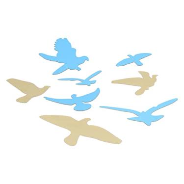 Imagem de GLOGLOW Adesivo de Parede de Espelho Em Forma de Pássaro, Decalques de Parede de Plástico DIY, Adesivos Reflexivos Decorativos para Sala de Estar e Quartos, Decoração Diária (Ouro)