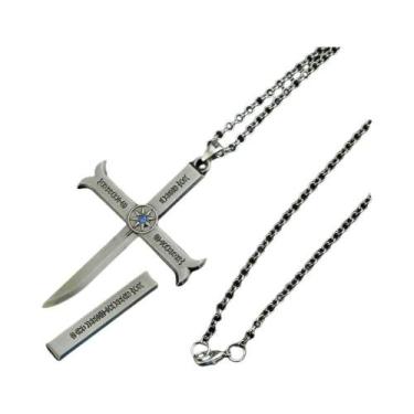 Imagem de Colar Com Pingente De Espada Preta Masculino Anime Dracule Mihawk Olho