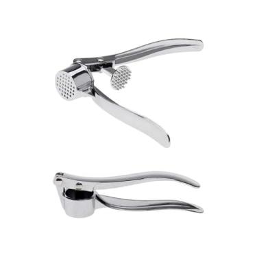 Imagem de Espremedor de Alho em Aço Inoxidável, Abertura 160 Graus, Prensador Manual de Alho, 15,5 cm, Prateado