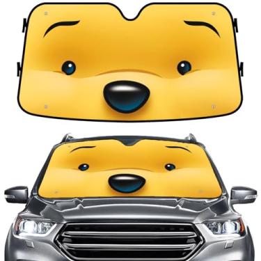 Imagem de GENANY Protetor solar Bear Para-brisa para carro SUV caminhão (139 x 76 cm), viseira frontal para janelas, blocos protetores UV