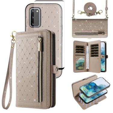 Imagem de Asuwish Capa de celular para Samsung Galaxy S20 5G 6,2 polegadas com zíper carteira magnética destacável protetor de tela alça transversal flip bling suporte para cartão de crédito S 20 20S UW S2O G5