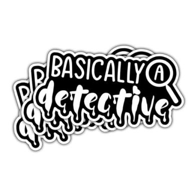 Imagem de 3 adesivos engraçados Basically a Detective Vinyl Decalques, Hilarious Mystery Lover Sleuth Adesivos cortados à prova d'água para laptop, garrafa de água, notebook, telefone, capacete