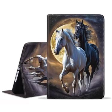 Imagem de POIUYTREW Capa para tablet Samsung Galaxy Tab S11 11 polegadas 2025 (modelo: SM-X730/X736B), capa fólio de couro PU capa inteligente com suporte e despertar/hibernar automaticamente, cavalo sob a lua