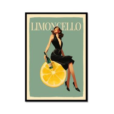 Imagem de Pôster em tela de licor de limão mulher sexy sentada em limões Limoncello cozinha arte de parede impressão de imagem moderna criatividade sala de jantar decoração de bar (SKU1,12 x 18 polegadas = (30