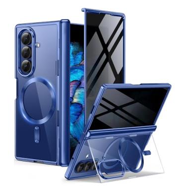 Imagem de BERFY Capa para Z Fold 7 com protetor de tela de privacidade, [compatível com Magsafe] [suporte oculto] [Suporte oculto] Capa rígida fina à prova de choque para Samsung Galaxy Z Fold 7, azul