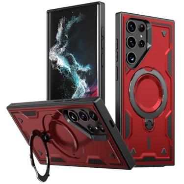 Imagem de SORAKA Capa para Samsung Galaxy S23 Ultra com suporte para anel,compatível com MagSafe Capa Samsung Galaxy S23 Ultra com placa de metal para suporte magnético para carro Capa que absorve choques