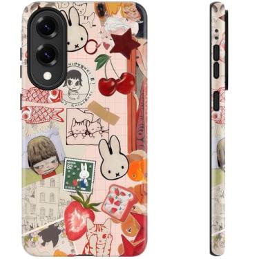 Imagem de DEENAKIN Capa fofa para Samsung Galaxy S25 Edge - Compatível com carregamento sem fio - Silicone macio de camada dupla + capa rígida - Design elegante de flores silvestres - Capa de telefone chique
