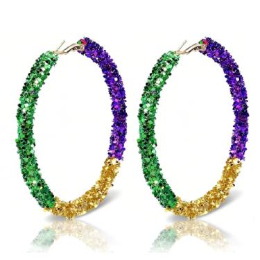 Imagem de Brincos de carnaval feminino de carnaval com contas e contas pendentes de strass para carnaval, vestido de carnaval, fantasia para acessórios de festa, Medium, Metal, Sem pedra preciosa