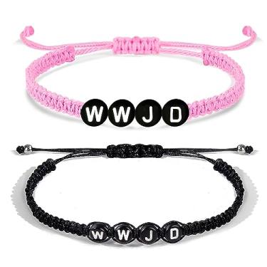 Imagem de WWJD Braceletes What Would Jesus Do Braceletes WWJD Pulseiras para Mulheres W.W.J.D Conjunto de pulseiras com contas para homens em camadas disco pulseiras iniciais presentes religiosos para mulheres cristãs, adjustable, Outros, outro