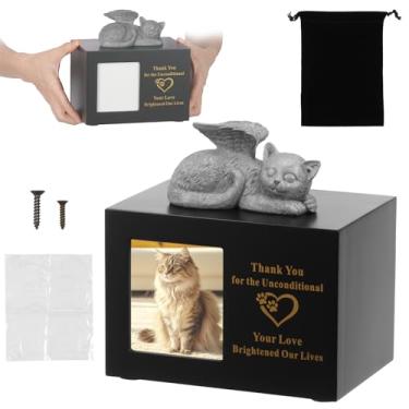 Imagem de Urnas para animais de estimação para cinzas de cães ou gatos, urna memorial de madeira para animais de estimação com moldura, caixa de cremação funerária decorativa para animais de estimação, presente