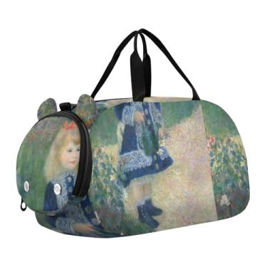 Imagem de Auguste Renoir Bolsa de viagem para meninas, pintura de piano, bolsa de viagem para crianças, bolsa de viagem para meninos, academia, bagagem infantil, Estampa floral Auguste Renoir, Clássico