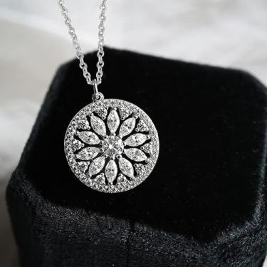 Imagem de Colar de zircônia cúbica com design de girassol romântico para mulheres lindas joias de festa, 40cm 5cm, Metal, Zircônia cúbica