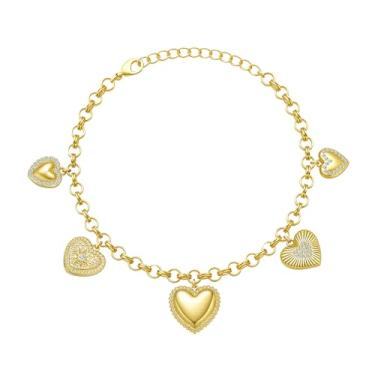 Imagem de Eesphy Pulseira feminina banhada a ouro 18 quilates, corrente dupla com cristais austríacos, joia moderna ajustável, presente para mulheres, festas e uso diário, 6.5-7, Cristal