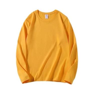 Imagem de Camisetas Femininas De Algodão De Manga Longa Com Decote Redondo E Est