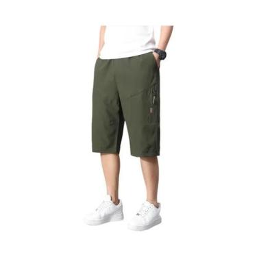 Imagem de Bermuda Cargo Masculina De Algodão Para O Verão Com Bolso Com Zíper E 