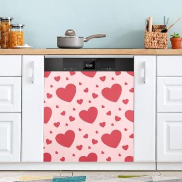 Imagem de ATTX Capa magnética para lava-louças Bright Hearts | Adesivo decorativo de eletrodomésticos de 58 x 66 cm para armários domésticos e eletrodomésticos #328