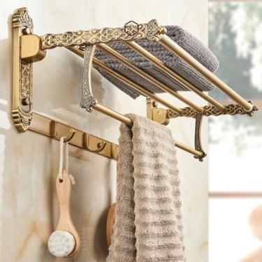 Imagem de Toalheiro europeu de parede de estilo antigo, suporte de banheiro de alumínio espacial, solução de armazenamento elegante