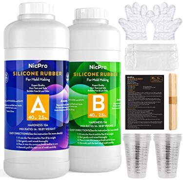Imagem de Kit de Fabricação de Moldes de Silicone Nicpro 15A, 2,2 kg (2,268 g) Translúcido 3D para Moldar Resina, Sabão, Vela, Argila, Moldes de Silicone DIY com Luvas, Palitos e Copos