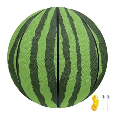 Imagem de PJHEQOXE Basquete - Feito para jogos de basquete de couro PU interno e externo, tamanho regulamentado, estampa de melancia, lembrancinhas de festa (verde)