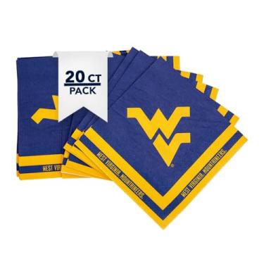 Imagem de Desert Cactus Guardanapos descartáveis West Virginia University WVU Mountaineers 20 unidades, 2 camadas, 33 cm, celebração de festa quadrada (Design A)