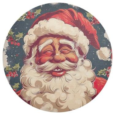Imagem de xigua Jogo americano redondo de Natal Papai Noel, tapete de mesa redondo antiderrapante resistente ao calor, tapetes de mesa de 48 cm para decoração de cozinha, jantar e festa