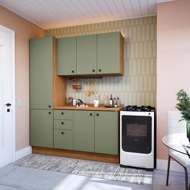 Imagem de Armário De Cozinha Compacta 170cm Canela/verde Frevo Pixel Kappesberg
