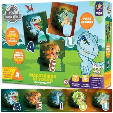 Imagem de Quebra Cabeça Educativo Vogais Jurassic World Bolota Blue, Colorido