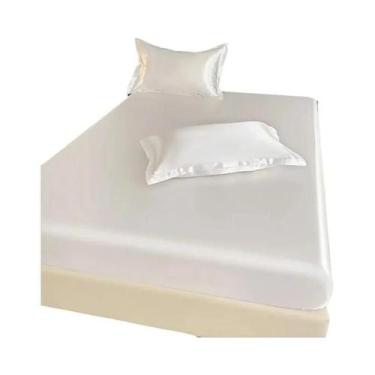 Imagem de Lençol Elástico De Cetim Para Colchão De Solteiro, Casal, King, Queen,