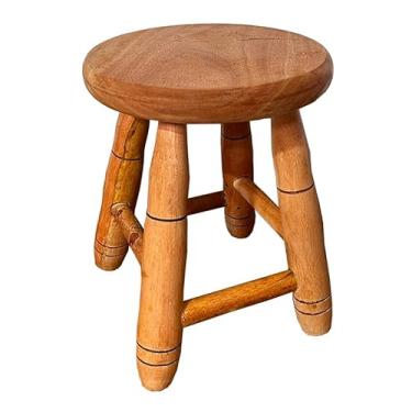 Imagem de Banqueta de madeira maciça com 29 cm de altura Banqueta pequena para cozinha (SEM VERNIZ)