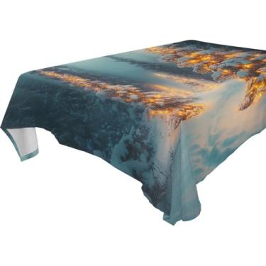 Imagem de Blueangle Linda toalha de mesa para árvores de Natal – Toalha de mesa retangular de poliéster impermeável e resistente a manchas para ambientes internos e externos, 152 x 228 cm (12)