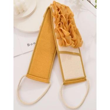 Imagem de Esfregão de chuveiro 2 em 1 - esponja de bucha e esfoliante nas costas em um, com alças para limpeza profunda - vermelho