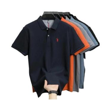 Imagem de Camisa Polo Masculina De Algodão Respirável Com Manga Curta Bordada Ca