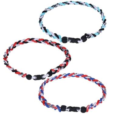 Imagem de 3 colares de beisebol, colar de corda de tornado, de titânio torcido, esportivo, tornado, cordão de beisebol, para homens e atletas