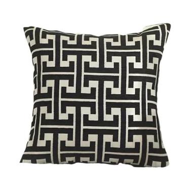 Imagem de Capa De Almofada Jacquard Chenille Com Padrão Geométrico 100% Poliéste