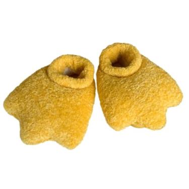Imagem de EMGILL Pantufas infantis de desenho animado com pata de pato fofa, para ambientes internos e externos, engraçados, chinelos quentes de pelúcia com capa de salto, Amarelo, 9.5-10 Toddler